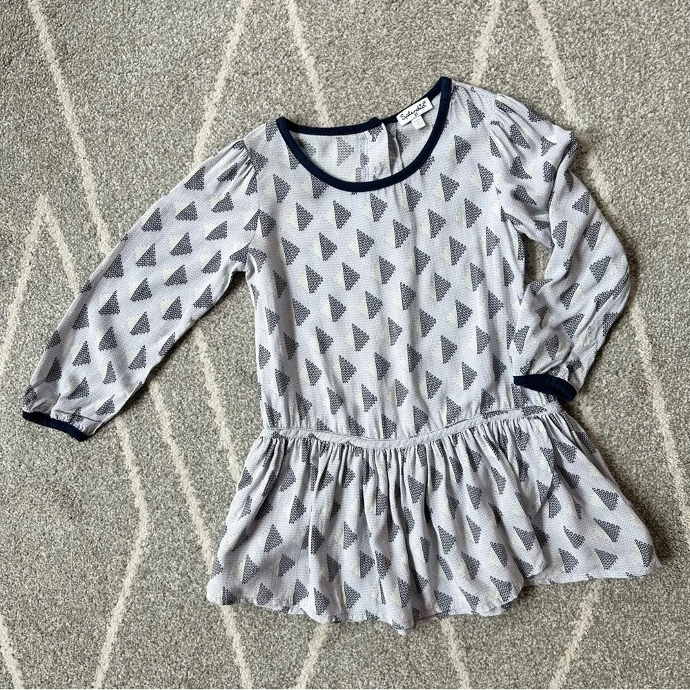 Splendid Navy Blue and Gray Drop Waist Tunic Top Dress